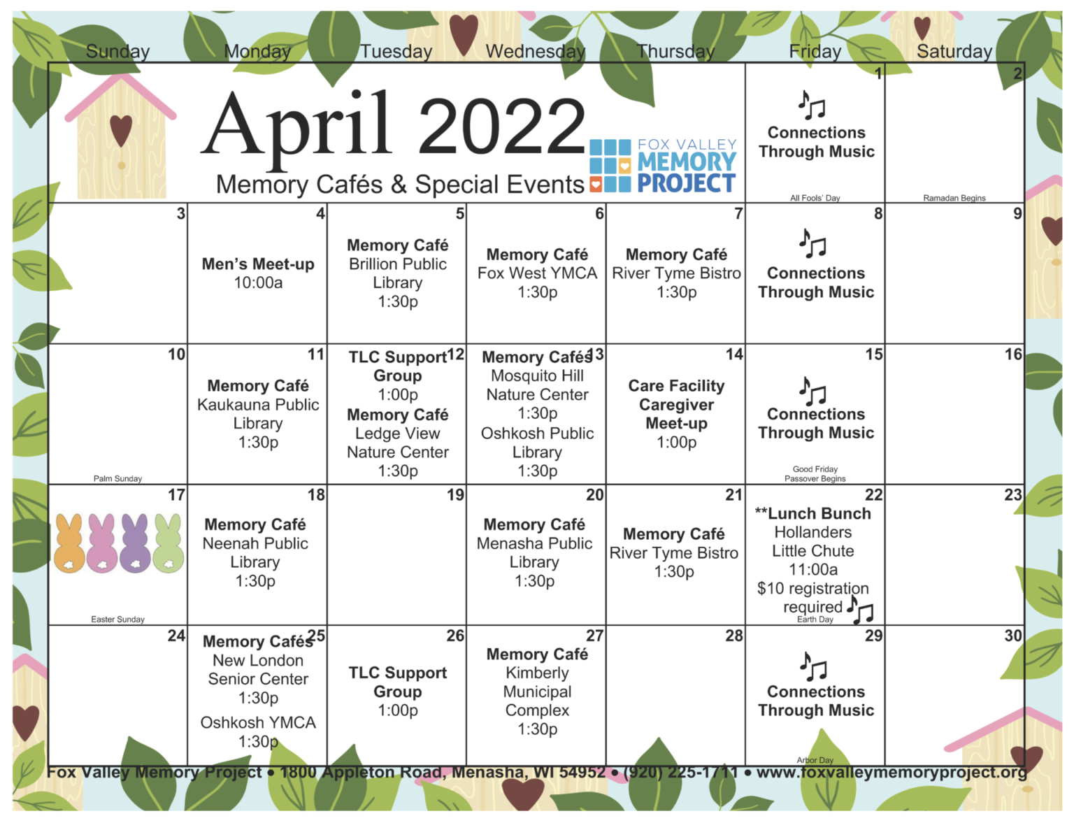 Fox Valley Memory Project April Events